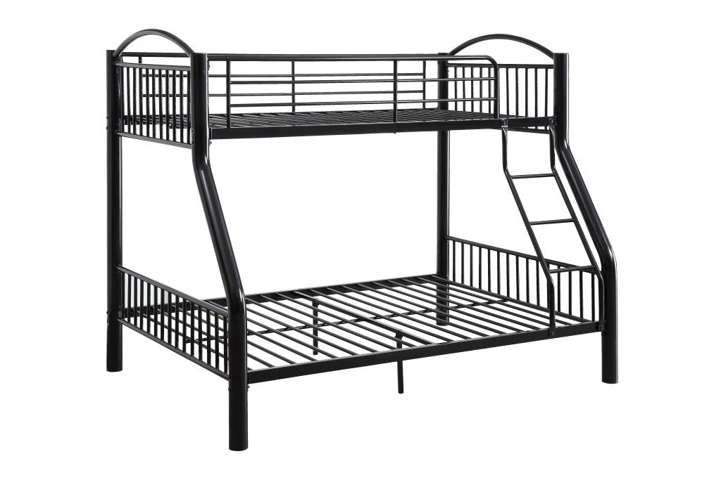 LuxxHomes  Black Traditional Twin Over Full Bunk Bed