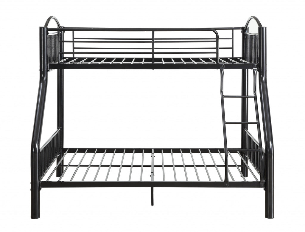 LuxxHomes  Black Traditional Twin Over Full Bunk Bed