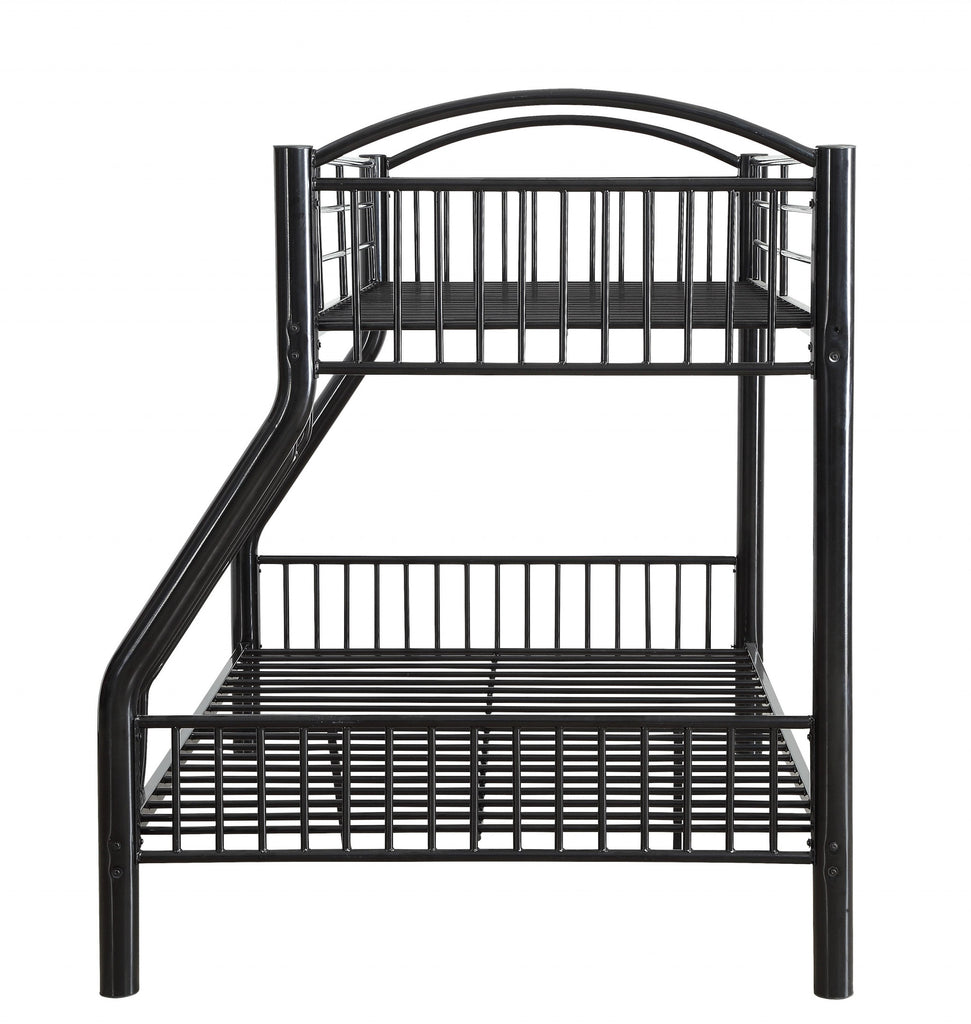 LuxxHomes  Black Traditional Twin Over Full Bunk Bed