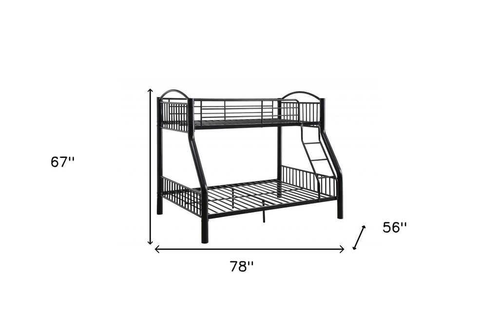 LuxxHomes  Black Traditional Twin Over Full Bunk Bed