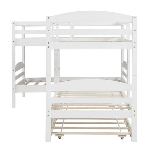 LuxxHomes  White Twin Contemporary Manufactured Wood and Solid Wood Bunk Bed