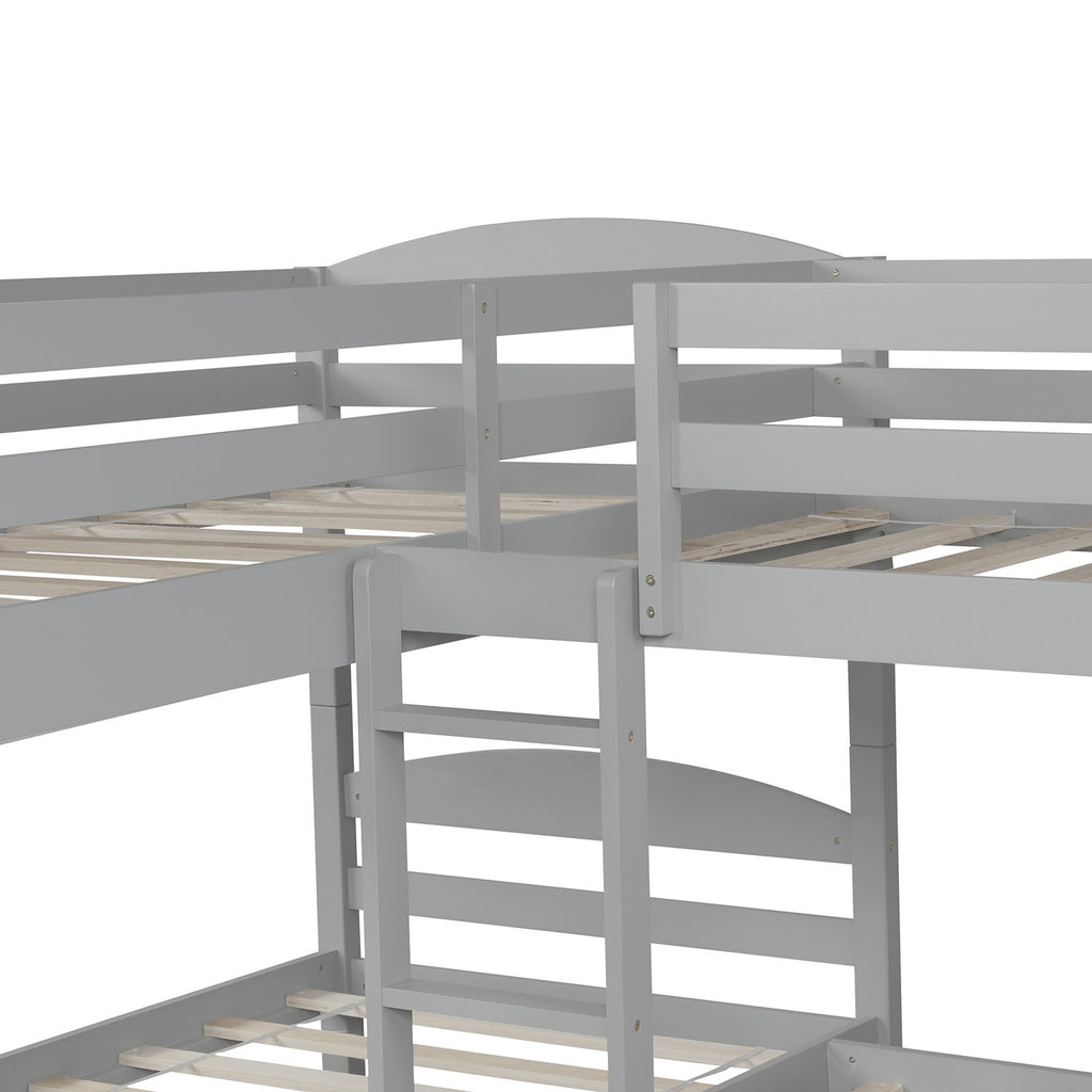 LuxxHomes  Gray Twin Contemporary Manufactured Wood and Solid Wood Bunk Bed