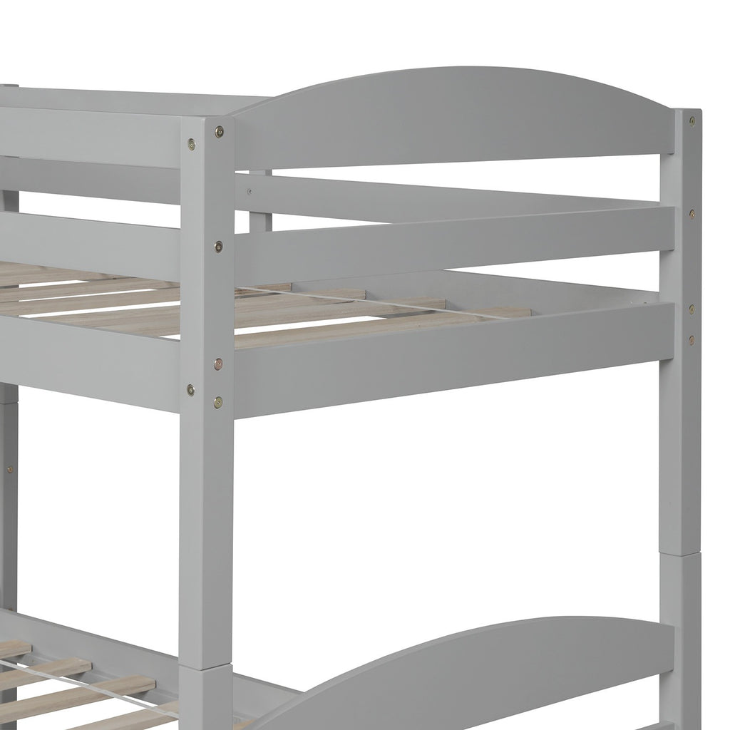 LuxxHomes  Gray Twin Contemporary Manufactured Wood and Solid Wood Bunk Bed