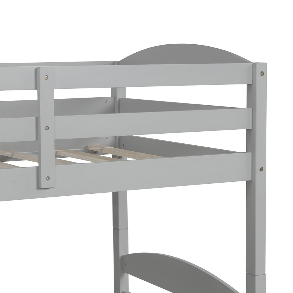 LuxxHomes  Gray Twin Contemporary Manufactured Wood and Solid Wood Bunk Bed