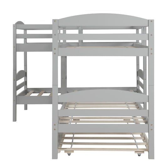 LuxxHomes  Gray Twin Contemporary Manufactured Wood and Solid Wood Bunk Bed