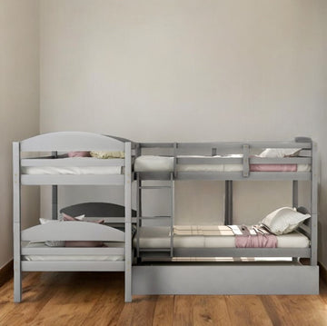 LuxxHomes  Gray Twin Contemporary Manufactured Wood and Solid Wood Bunk Bed