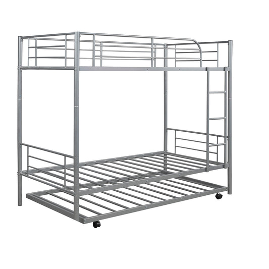 LuxxHomes  Silver Twin over Twin Traditional Steel Bunk Bed