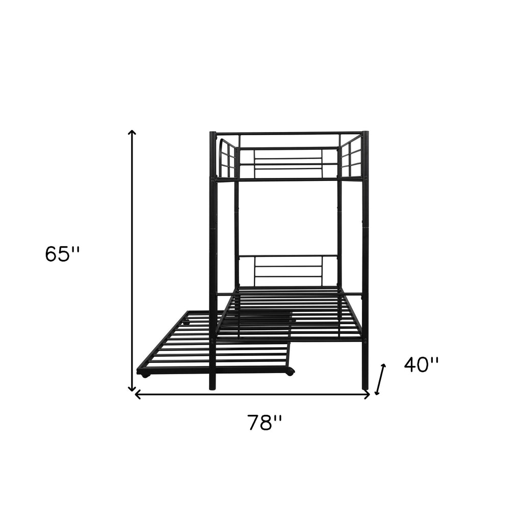 LuxxHomes  Black Twin over Twin Traditional Steel Bunk Bed