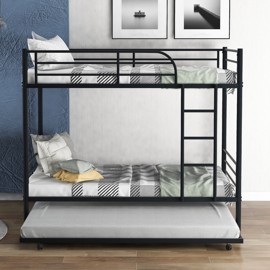 LuxxHomes  Black Twin over Twin Traditional Steel Bunk Bed