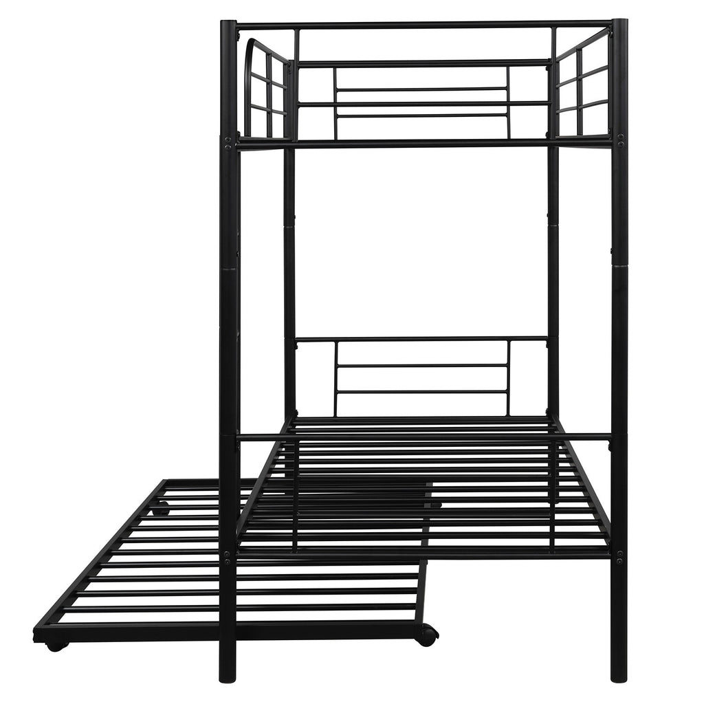 LuxxHomes  Black Twin over Twin Traditional Steel Bunk Bed