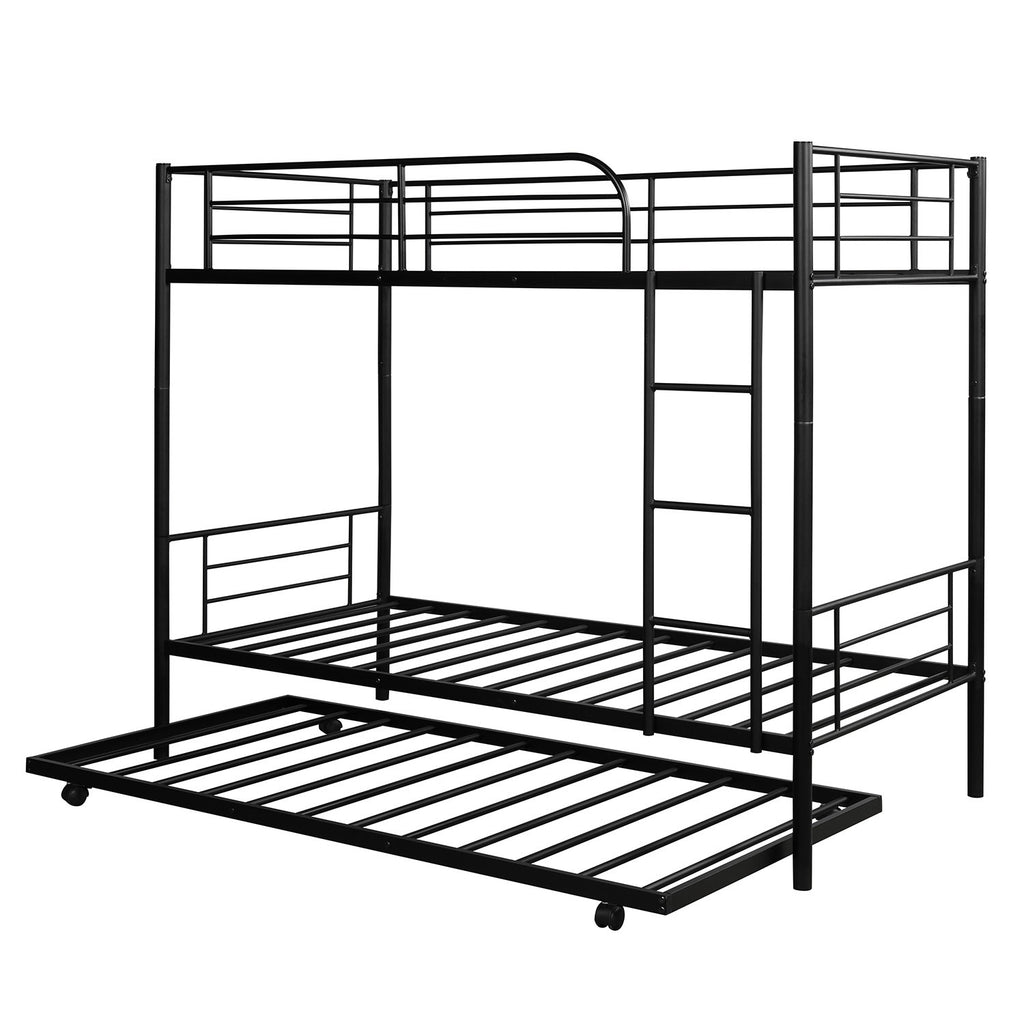 LuxxHomes  Black Twin over Twin Traditional Steel Bunk Bed