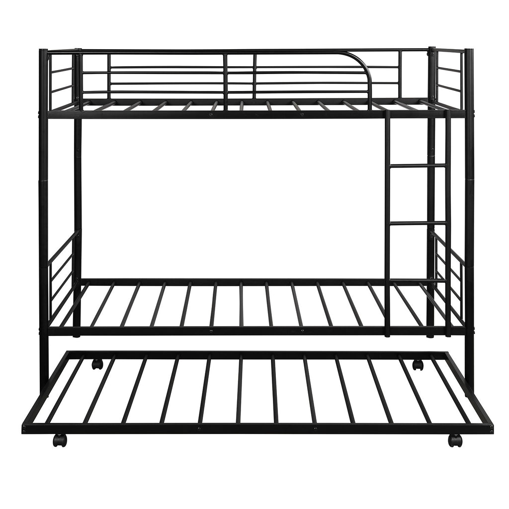 LuxxHomes  Black Twin over Twin Traditional Steel Bunk Bed