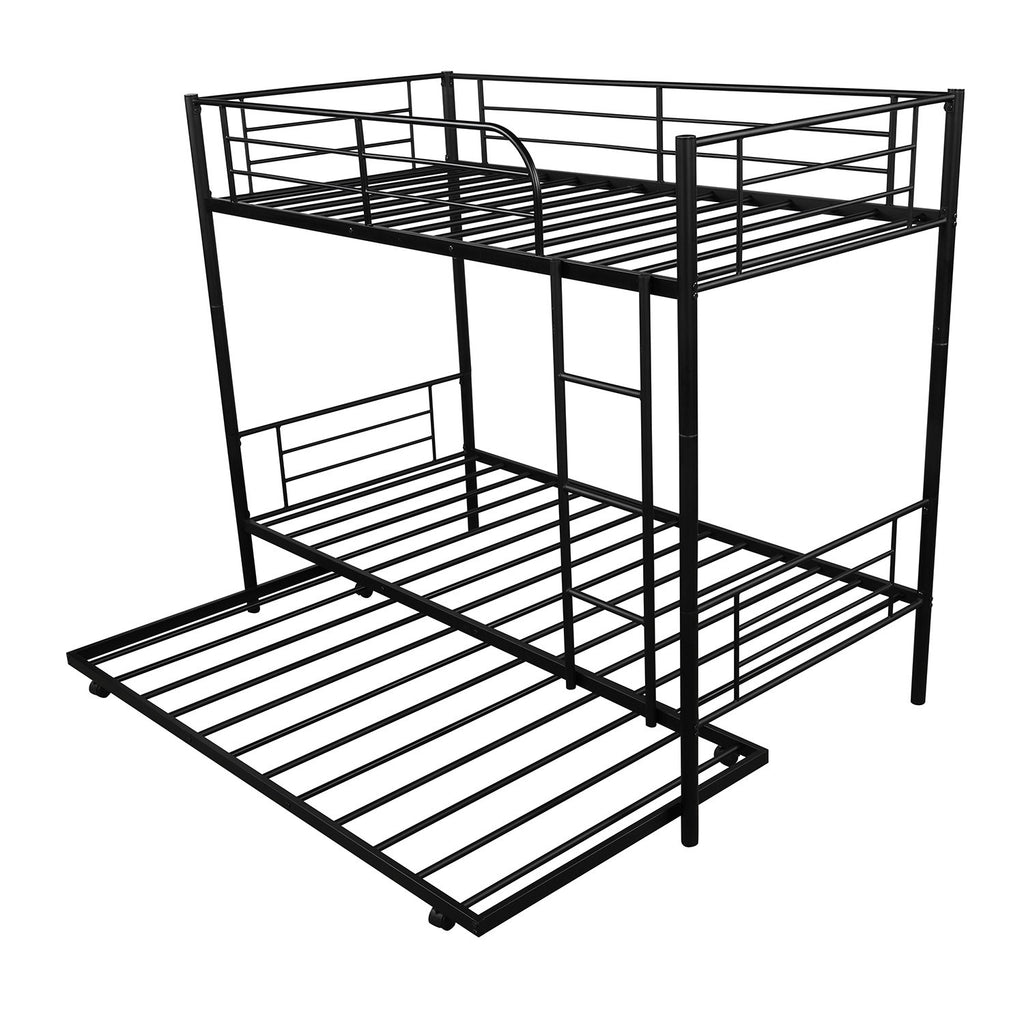 LuxxHomes  Black Twin over Twin Traditional Steel Bunk Bed