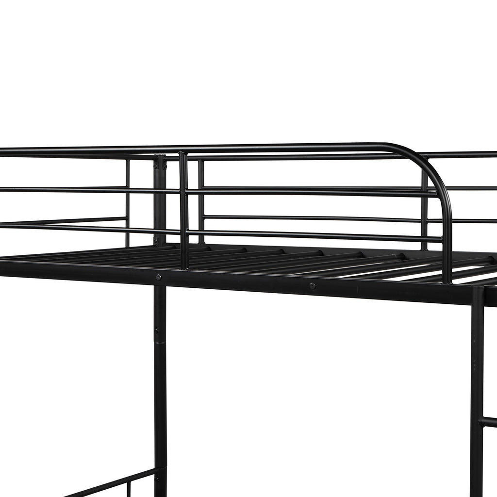 LuxxHomes  Black Twin over Twin Traditional Steel Bunk Bed