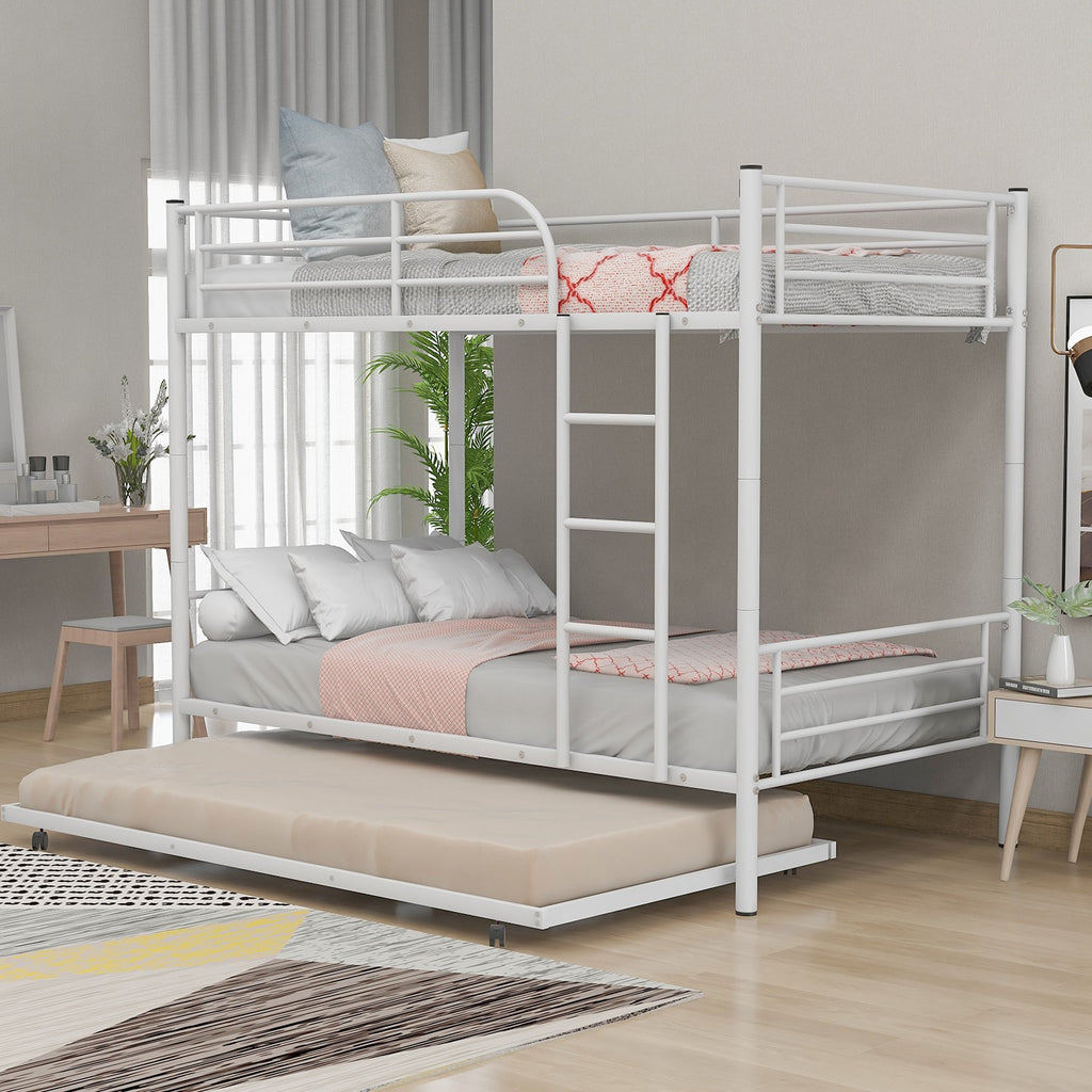 LuxxHomes  White Twin over Twin Traditional Steel Bunk Bed