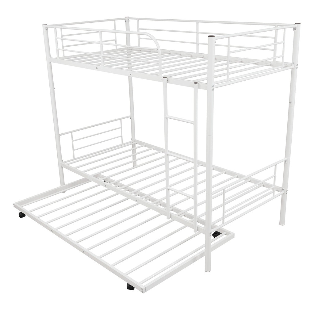 LuxxHomes  White Twin over Twin Traditional Steel Bunk Bed