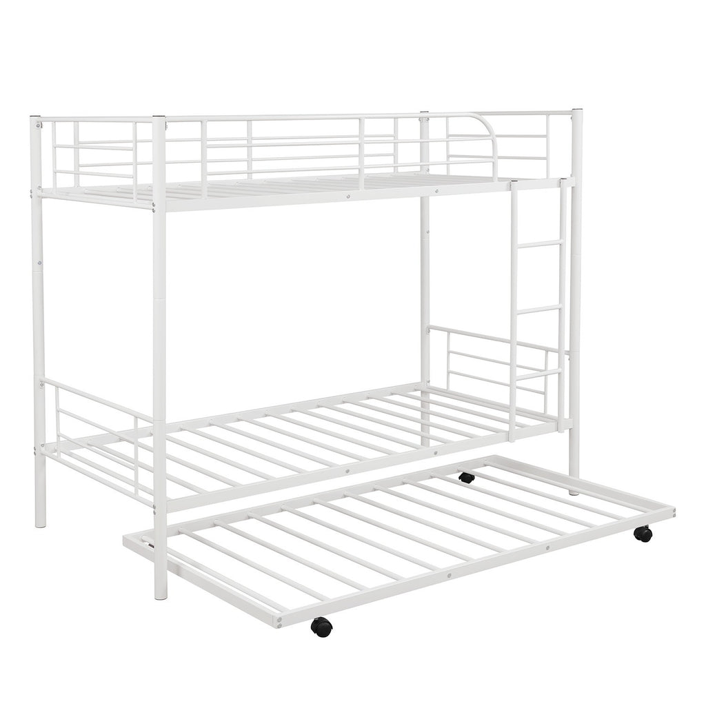 LuxxHomes  White Twin over Twin Traditional Steel Bunk Bed