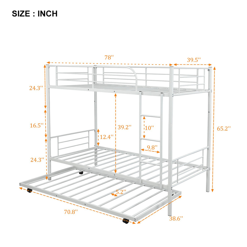 LuxxHomes  White Twin over Twin Traditional Steel Bunk Bed