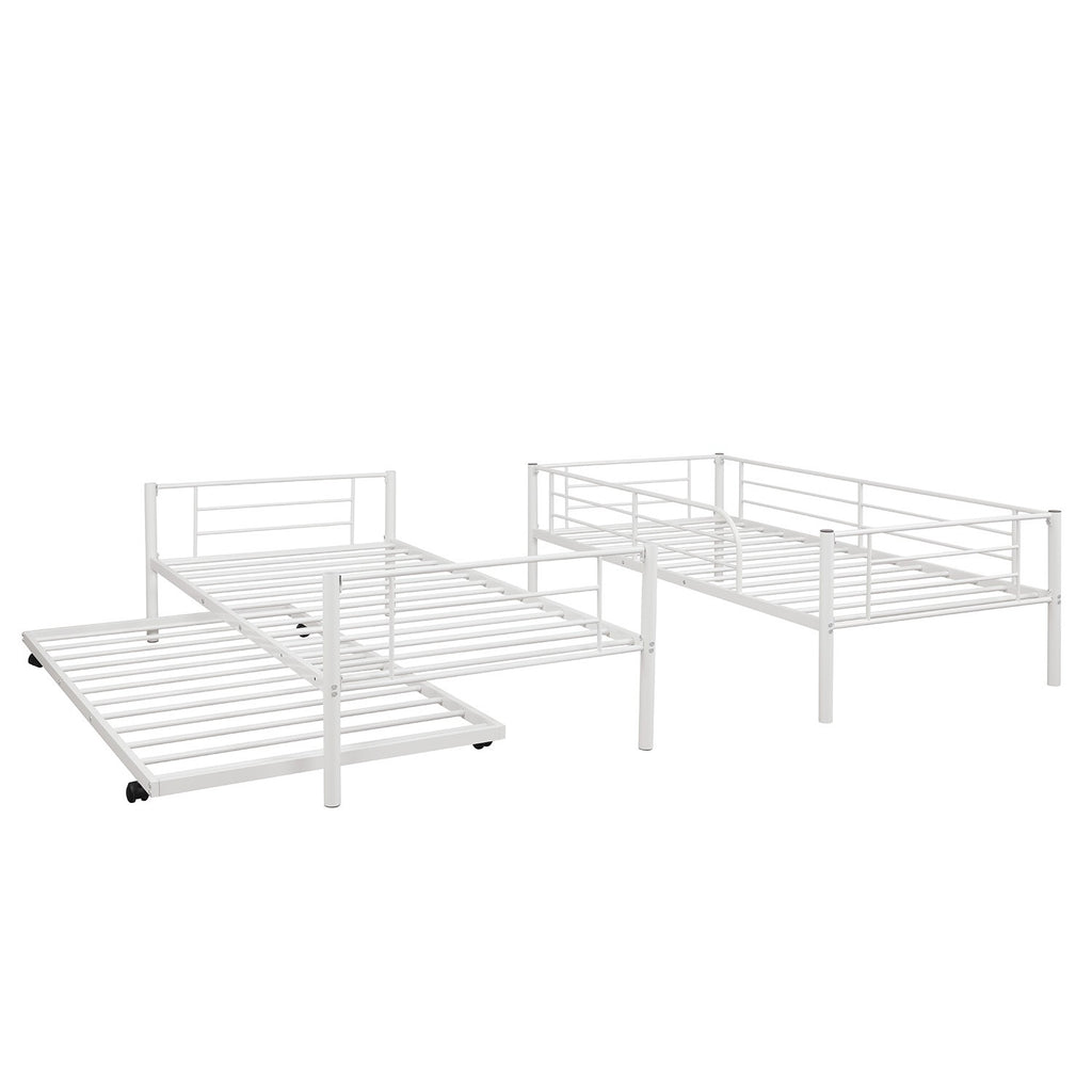 LuxxHomes  White Twin over Twin Traditional Steel Bunk Bed