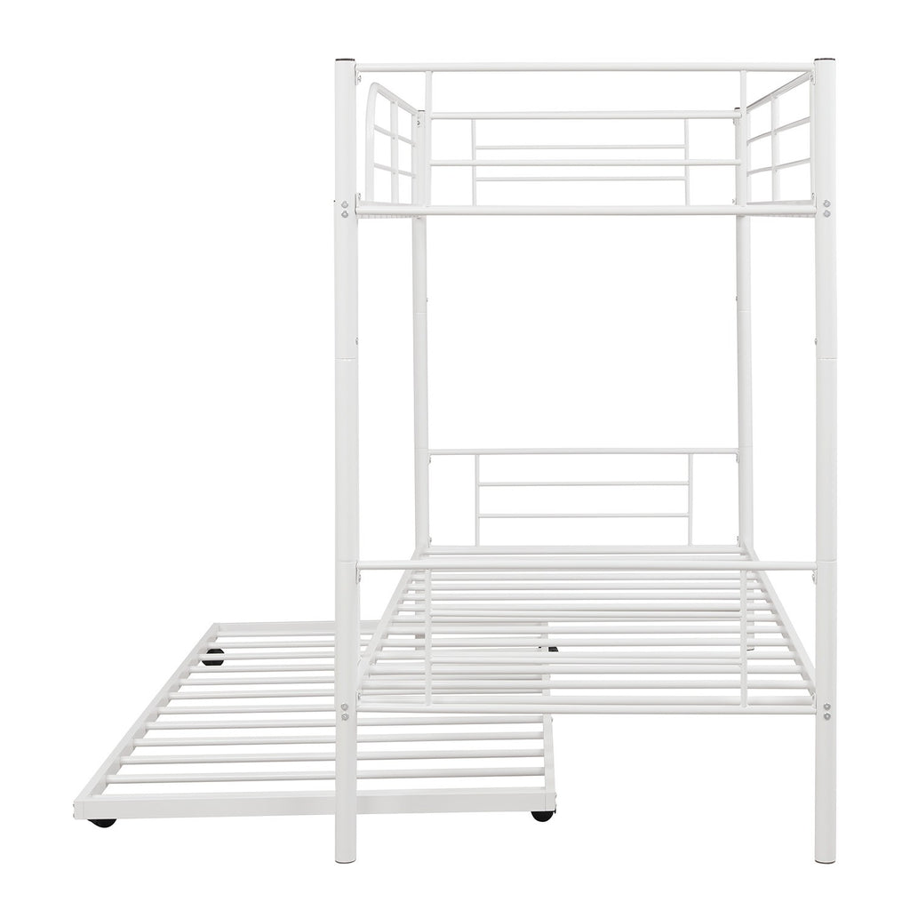 LuxxHomes  White Twin over Twin Traditional Steel Bunk Bed