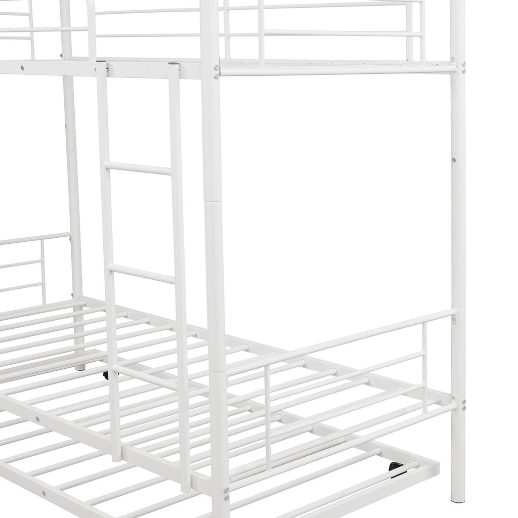 LuxxHomes  White Twin over Twin Traditional Steel Bunk Bed