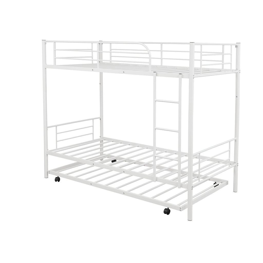 LuxxHomes  White Twin over Twin Traditional Steel Bunk Bed