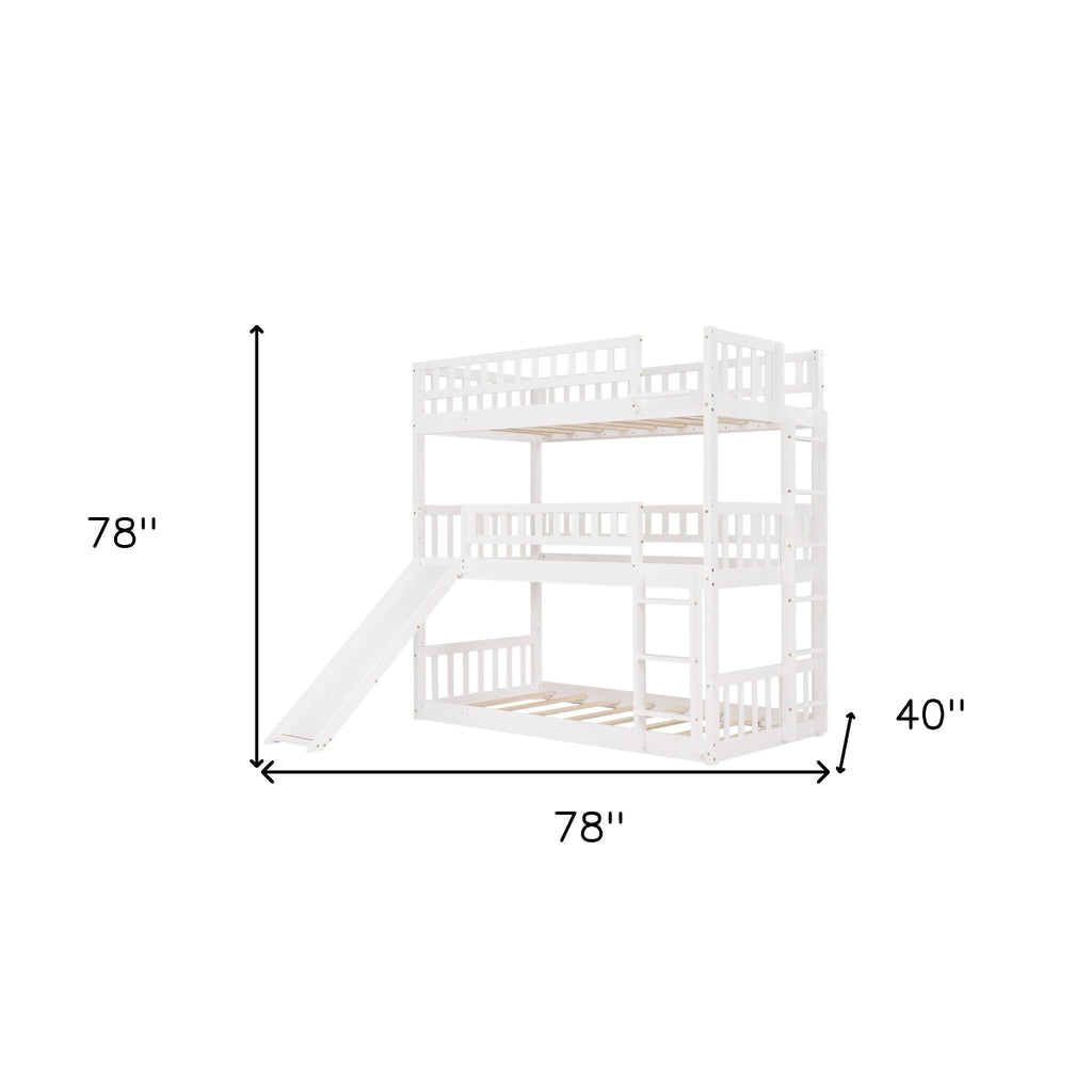 LuxxHomes  White Twin over Twin over Twin Contemporary Manufactured Wood and Solid Wood Bunk Bed