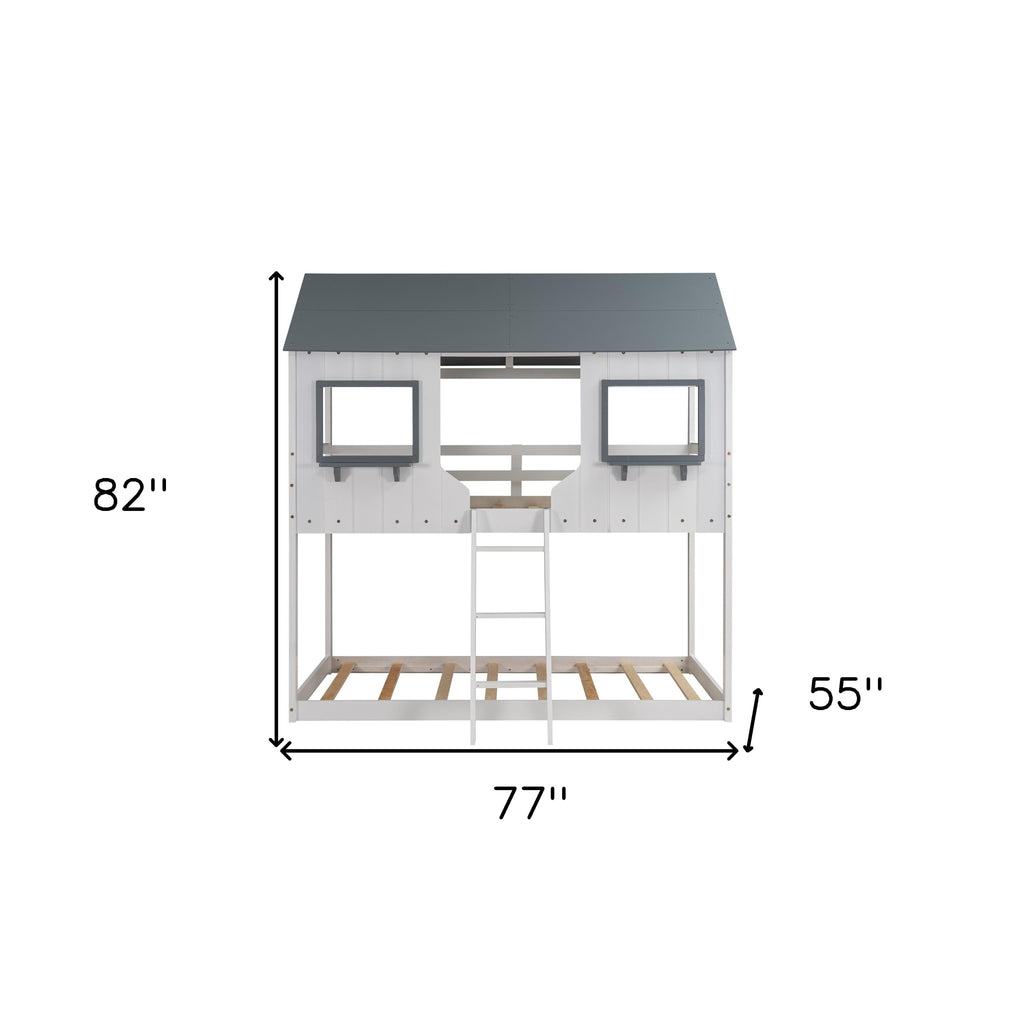 LuxxHomes  White Twin Over Twin Contemporary Bunk Bed