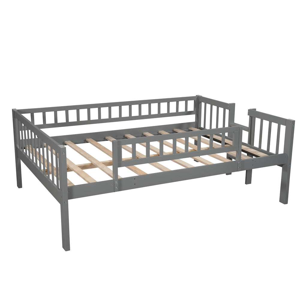 LuxxHomes  Gray Full Over Full Over Full Contemporary Bunk Bed With Slide