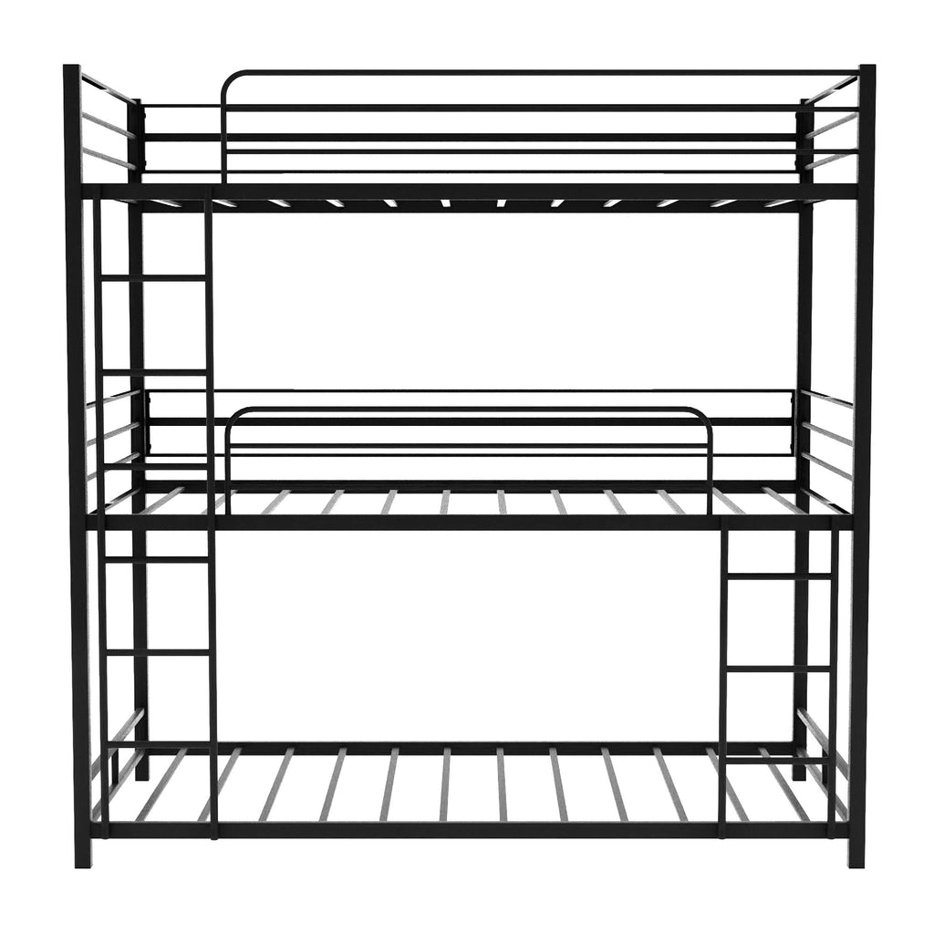 LuxxHomes  Black Twin Over Twin Over Twin Traditional Bunk Bed