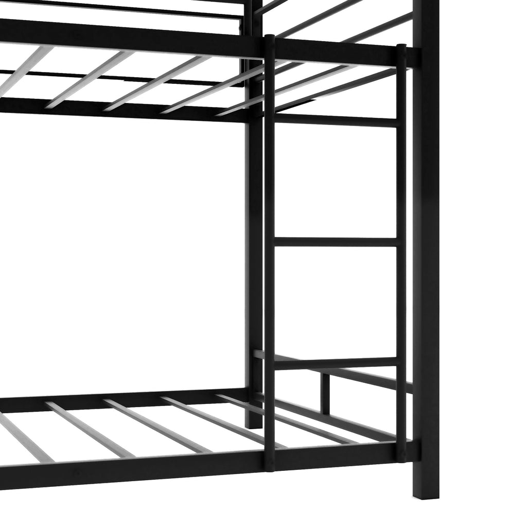 LuxxHomes  Black Twin Over Twin Over Twin Traditional Bunk Bed