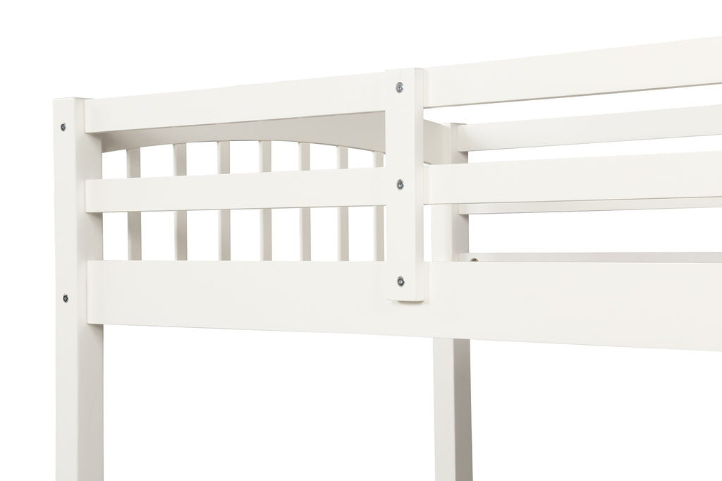 LuxxHomes  White Twin Over Twin Bunk Bed with Trundle and Drawers