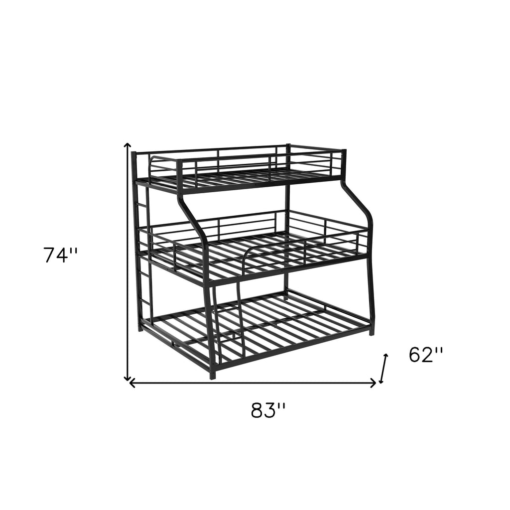 LuxxHomes  Black Twin XL over Full XL over Queen Size Bunk Bed