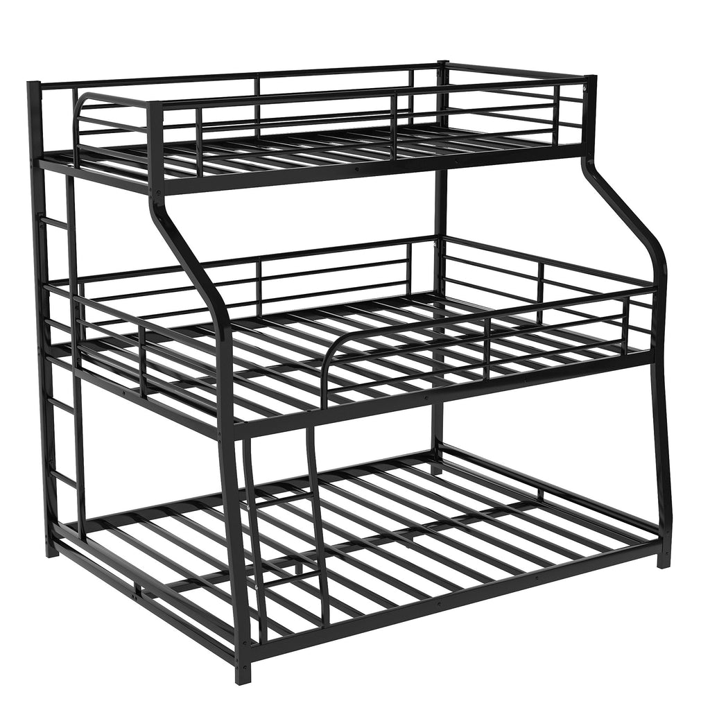 LuxxHomes  Black Twin XL over Full XL over Queen Size Bunk Bed