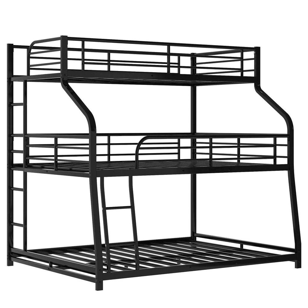 LuxxHomes  Black Twin XL over Full XL over Queen Size Bunk Bed