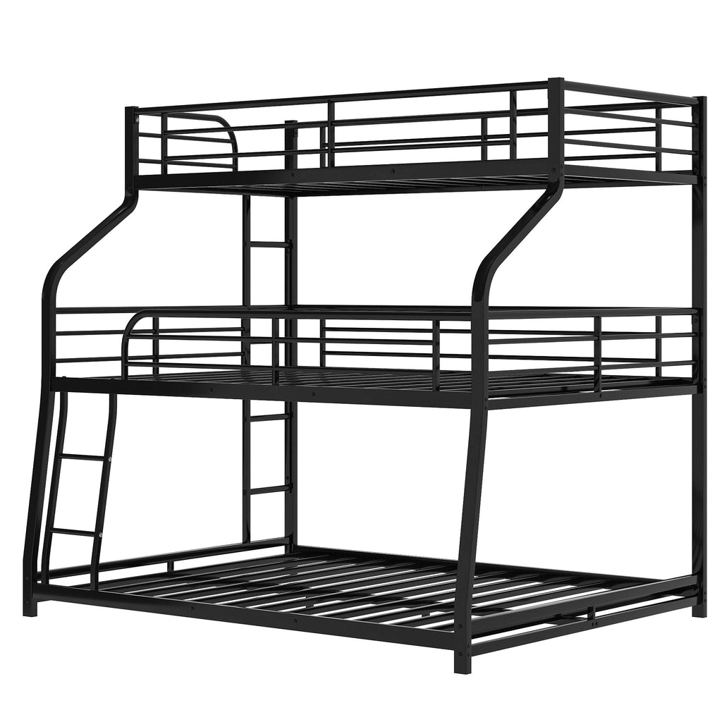 LuxxHomes  Black Twin XL over Full XL over Queen Size Bunk Bed