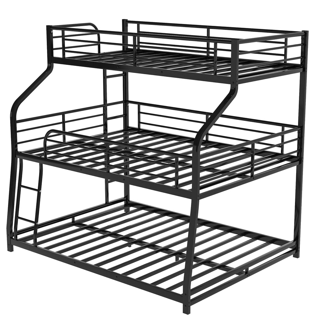 LuxxHomes  Black Twin XL over Full XL over Queen Size Bunk Bed