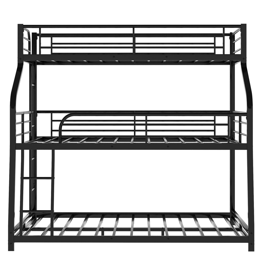 LuxxHomes  Black Twin XL over Full XL over Queen Size Bunk Bed