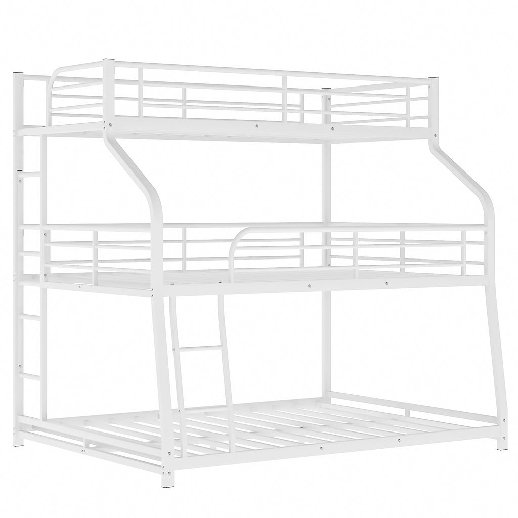 LuxxHomes  White Twin XL over Full XL over Queen Size Bunk Bed