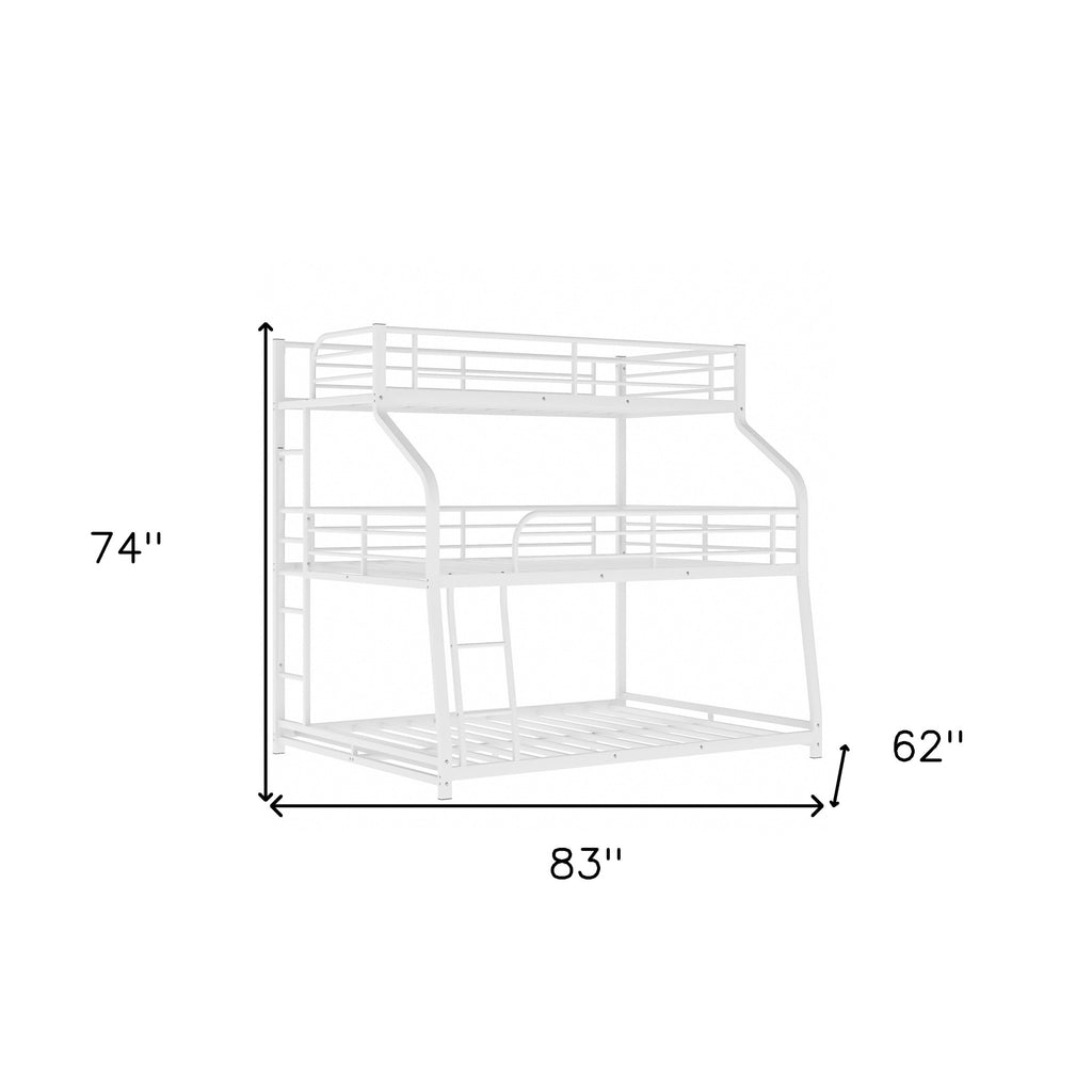 LuxxHomes  White Twin XL over Full XL over Queen Size Bunk Bed