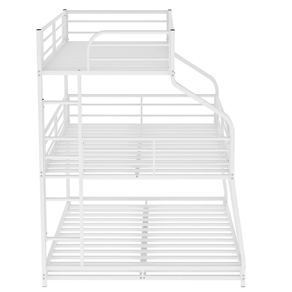 LuxxHomes  White Twin XL over Full XL over Queen Size Bunk Bed