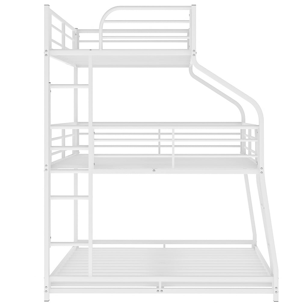 LuxxHomes  White Twin XL over Full XL over Queen Size Bunk Bed