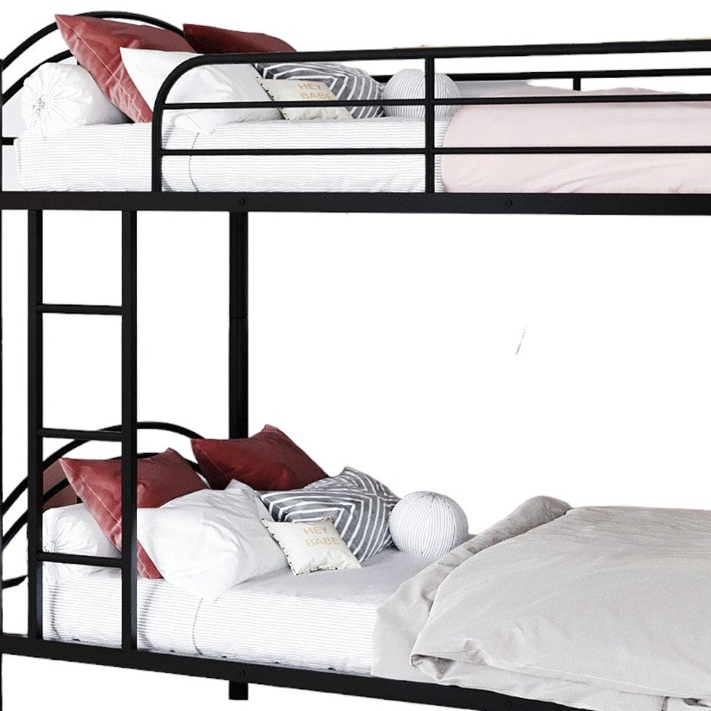 LuxxHomes  Black Modern Classic Twin Over Twin Metal Bunk Bed