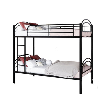 LuxxHomes  Black Modern Classic Twin Over Twin Metal Bunk Bed