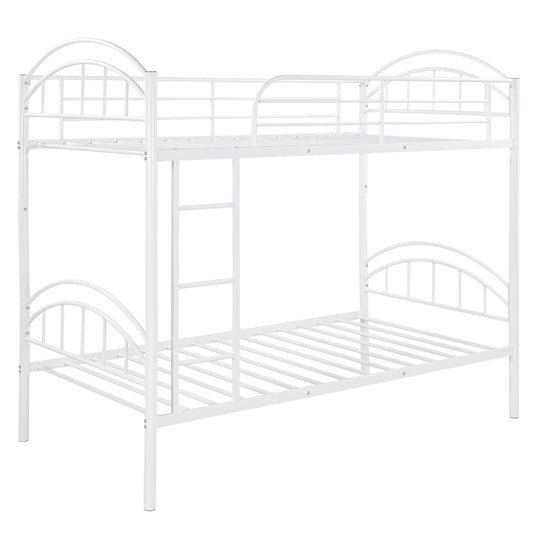 LuxxHomes  White Modern Classic Twin Over Twin Metal Bunk Bed