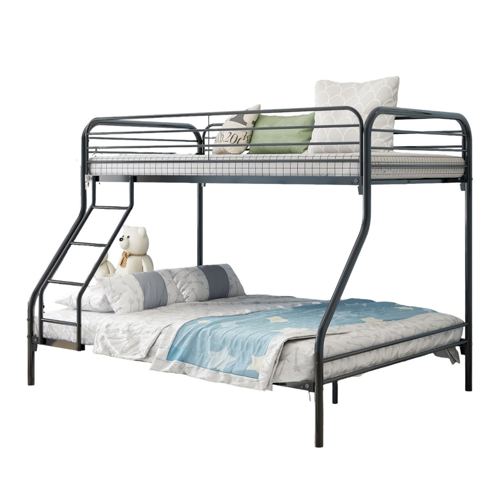 LuxxHomes  Black Heavy Duty Twin Over Full Metal Bunk Bed