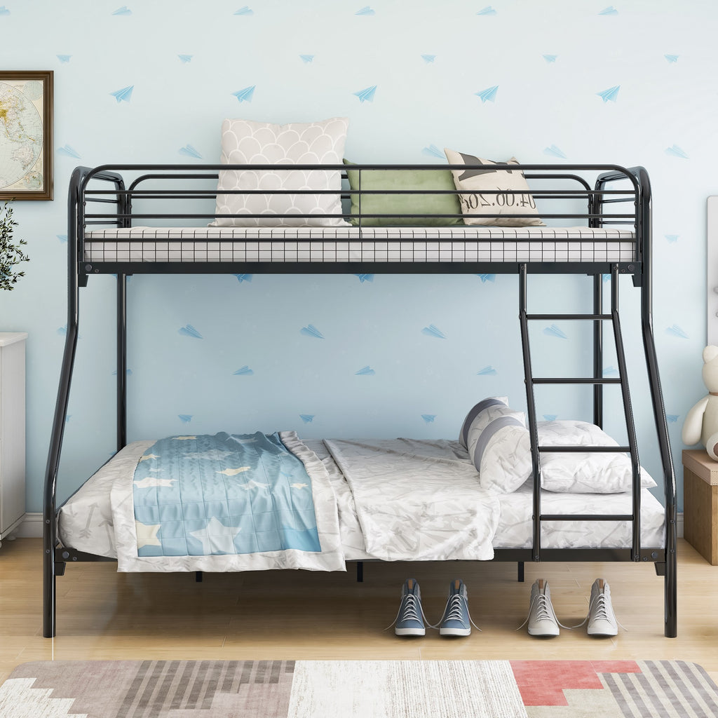 LuxxHomes  Black Heavy Duty Twin Over Full Metal Bunk Bed