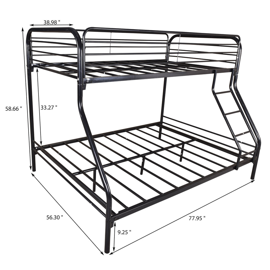 LuxxHomes  Black Heavy Duty Twin Over Full Metal Bunk Bed