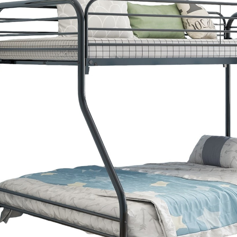 LuxxHomes  Black Heavy Duty Twin Over Full Metal Bunk Bed