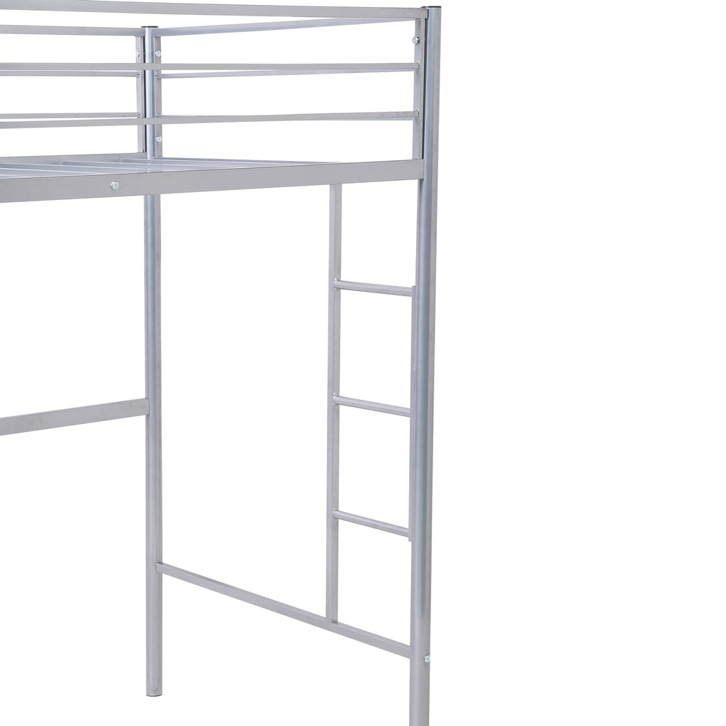 LuxxHomes  Silver Metal Twin Size Loft Bed with Desk